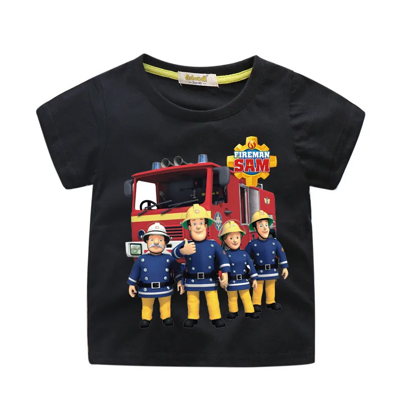 Детские футболки для девочек и мальчиков, одежда с рисунком пожарного Сэма для детей, футболка с принтом пожарного Сэма, футболки с короткими рукавами для мальчиков и девочек