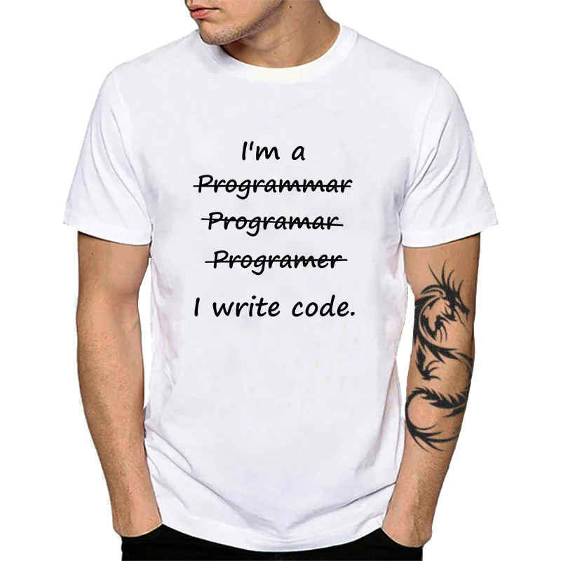 Я программист хлопок o-образным вырезом Футболка программист проблема мужская одежда компьютерная Эволюция 404 ошибка бип буп футболки топы YH043 - Цвет: YH04328