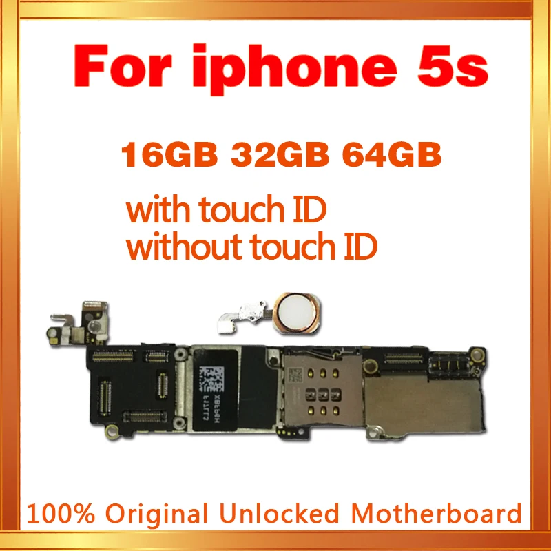 

16GB 32GB 64GB Motherboard with / without touch ID for iphone 5S unlocked mainboard IOS System logic board with chips