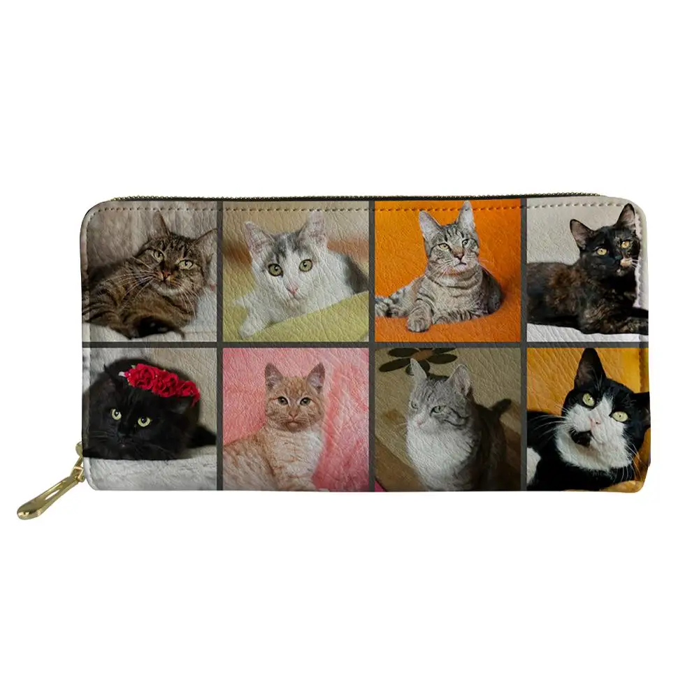 Kawaii Cat Print, Длинный кошелек из искусственной кожи для женщин, милый кот, Роскошный кошелек, сумка для денег, монет, девушек, держатель для карт, сумки - Цвет: CDGX2621Z21