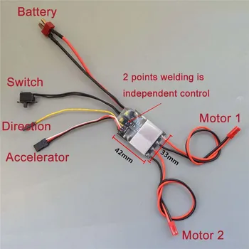 

1PCS 20Ax2 2ch One Way Brushed ESC Speed Difference w Mix Control Mode Spare Parts for RC Fishing Bait Boat Model