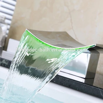 

Homedec Waterfall LED Faucet Deck Mounted Bathroom Brass Basin Faucet