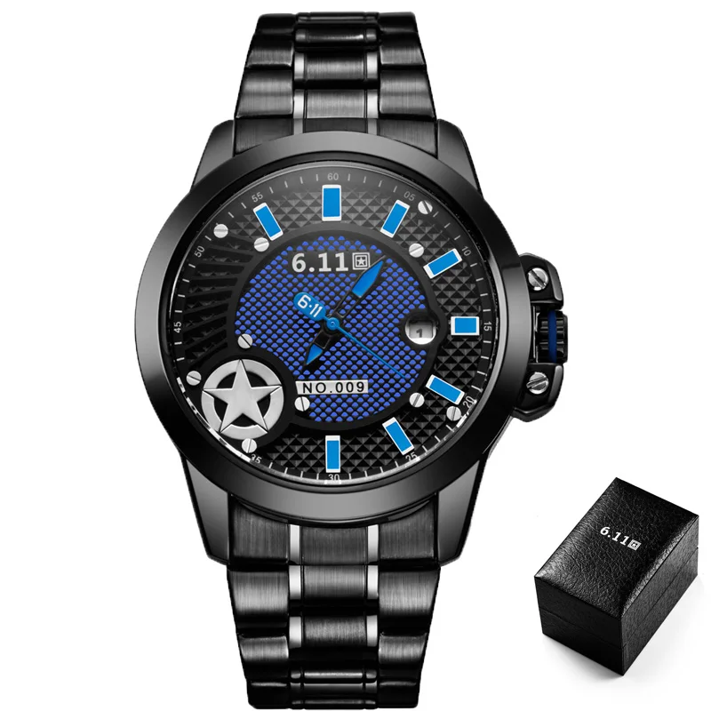 6.11 Mens 2019 Fashion Solar-powered Watch Full Steel Clock Army Military Outdoor Quartz Wrist Casual Sport Watches NO.009 | Наручные
