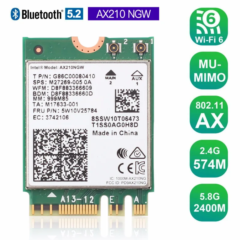 network adapter Trị Ban Nhạc Intel AX210NGW 802.11AX AX200 Nâng Cấp Laptop Card Mạng Không Dây WiFi 6E 5374Mbps Hỗ Trợ 6G Bluetooth 5.2 network card