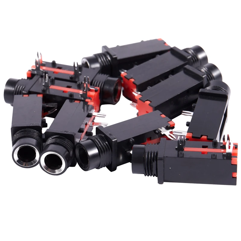 

Audio 6.35mm 1/4 Inch 3Pin Mono Jack Panel Mount PCB Connectors 10 Pcs