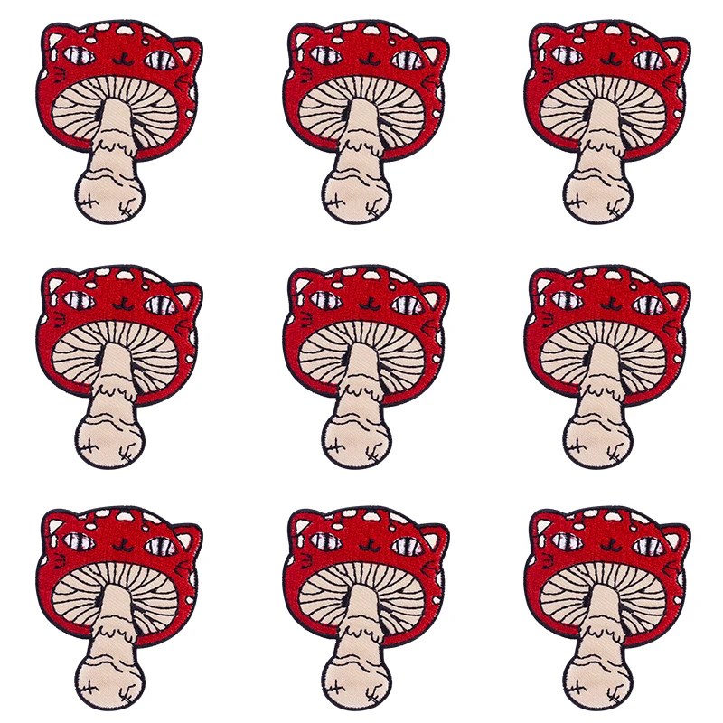 

10PC Mushroom Embroidered Patches For Clothing Thermoadhesive Patches Iron On Patches On Clothes Stripes Badge Clothing Stickers