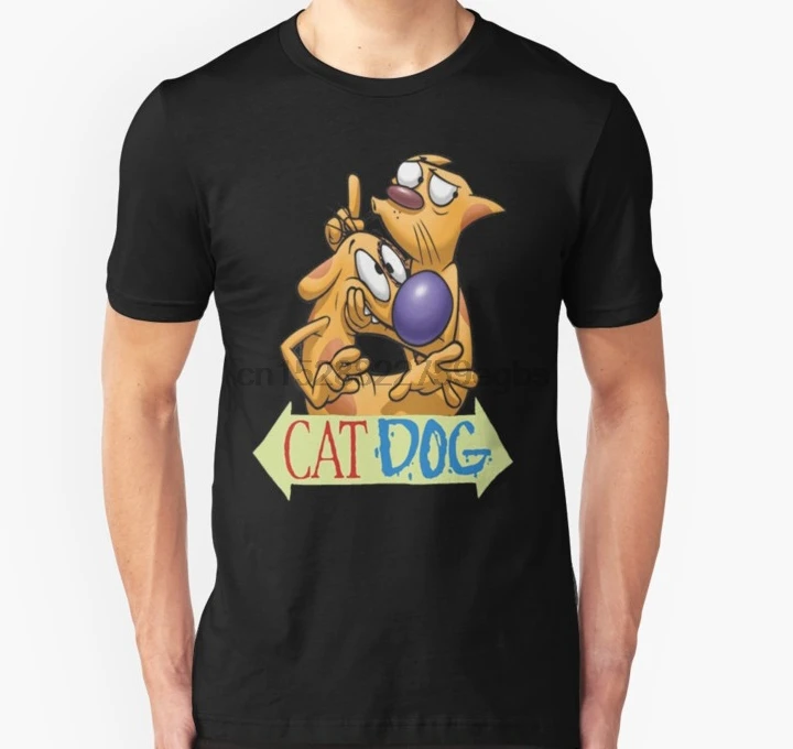 Мужская футболка с логотипом CatDog унисекс Женская футболки Топ |
