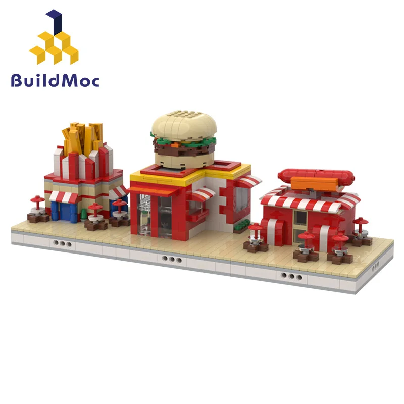 

City Street View coffee Ice cream Burger Shop Fast food modular ZOO Model Building Block Educationanl Toy Birthday Gift