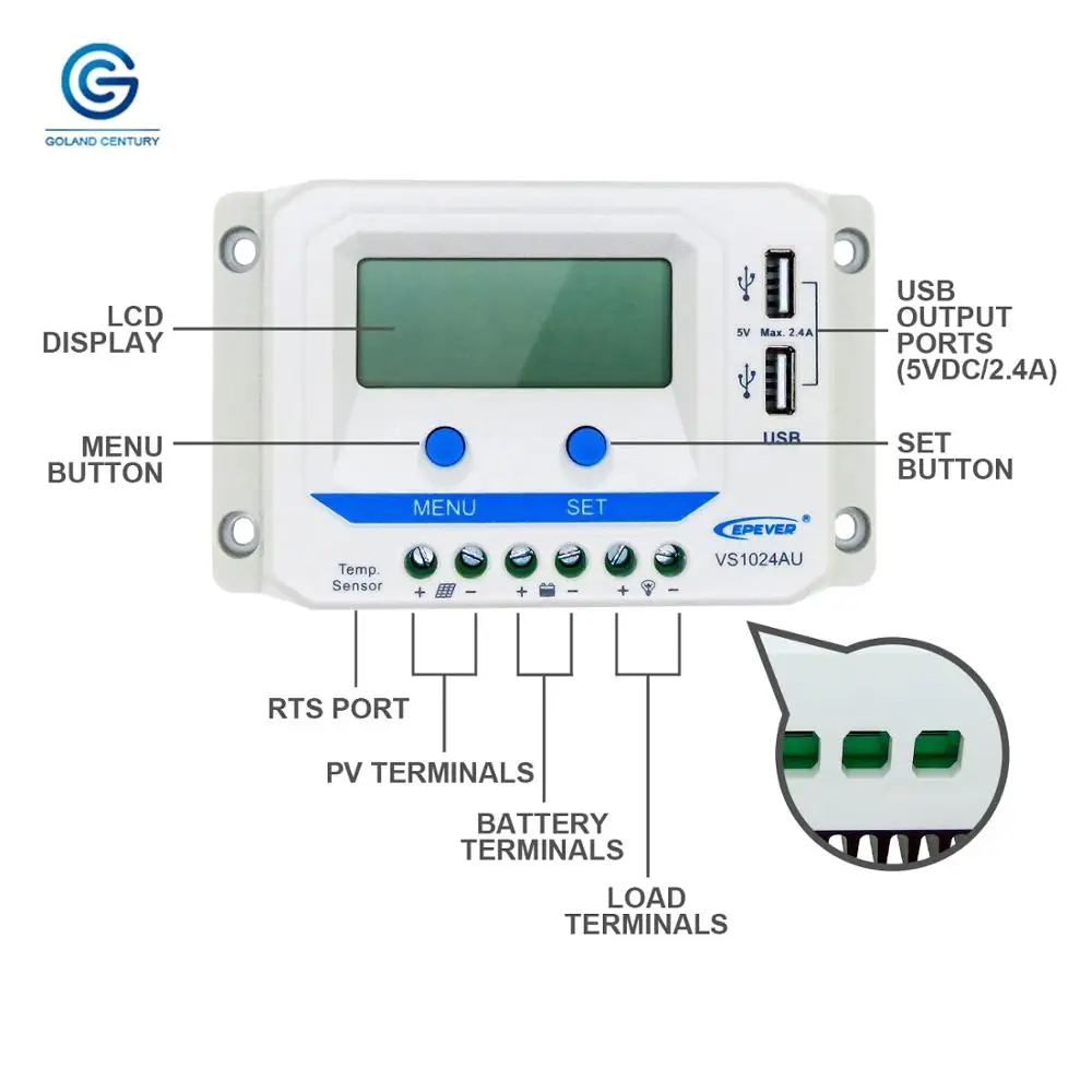 EPEVER 10A за максимальной точкой мощности, Солнечный Контроллер заряда 12 V/24 V Авто CE по ограничению на использование опасных материалов в производстве двойной USB зарядка Порты PWM регулятором солнечного Мощность зарядка освещения контроллер