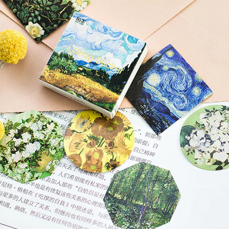 Journamm 45 teile/schachtel Van Gogh Ölgemälde Aufkleber DIY Fotoalbum Deco Junk Journal Scrapbooking Liefert Aesth Abdichtung Aufkleber