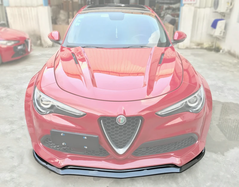 Для Alfa Romeo Stelvio S Стиль углеродное волокно передняя губа(может поместиться без широкого крыла) глянцевая отделка бампер набор сплиттеров отделка