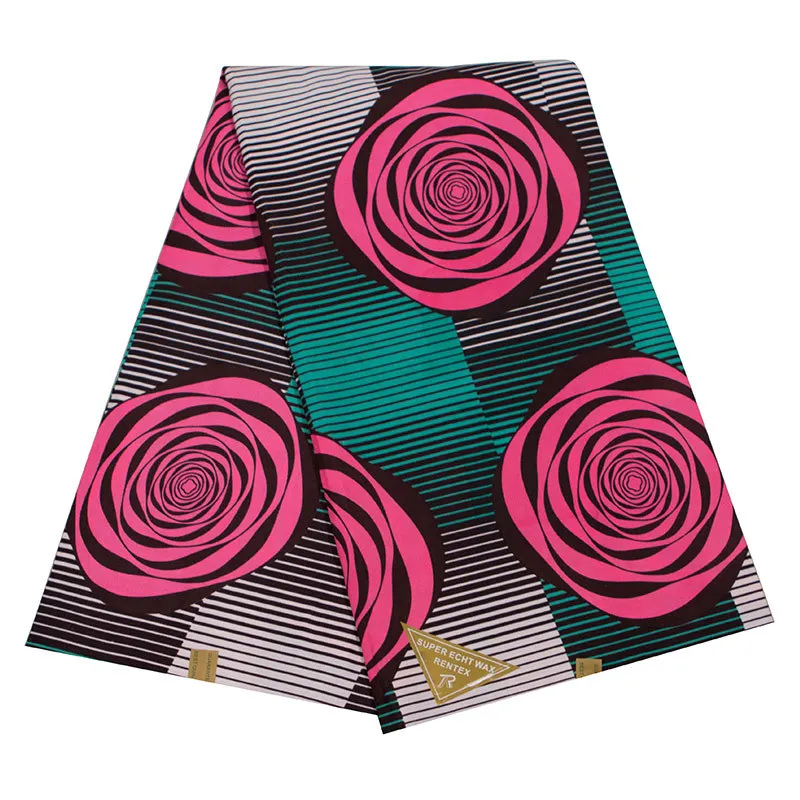 Голландский воск полиэстер розовый и зеленый принт ткань африканская ткань Pagne воск - Цвет: as picture