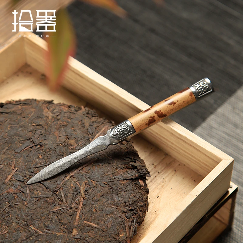 Yunfei bamboo Damascus steel Pu'er tea cake tea knife needle cone prying tool ceremony accessories set