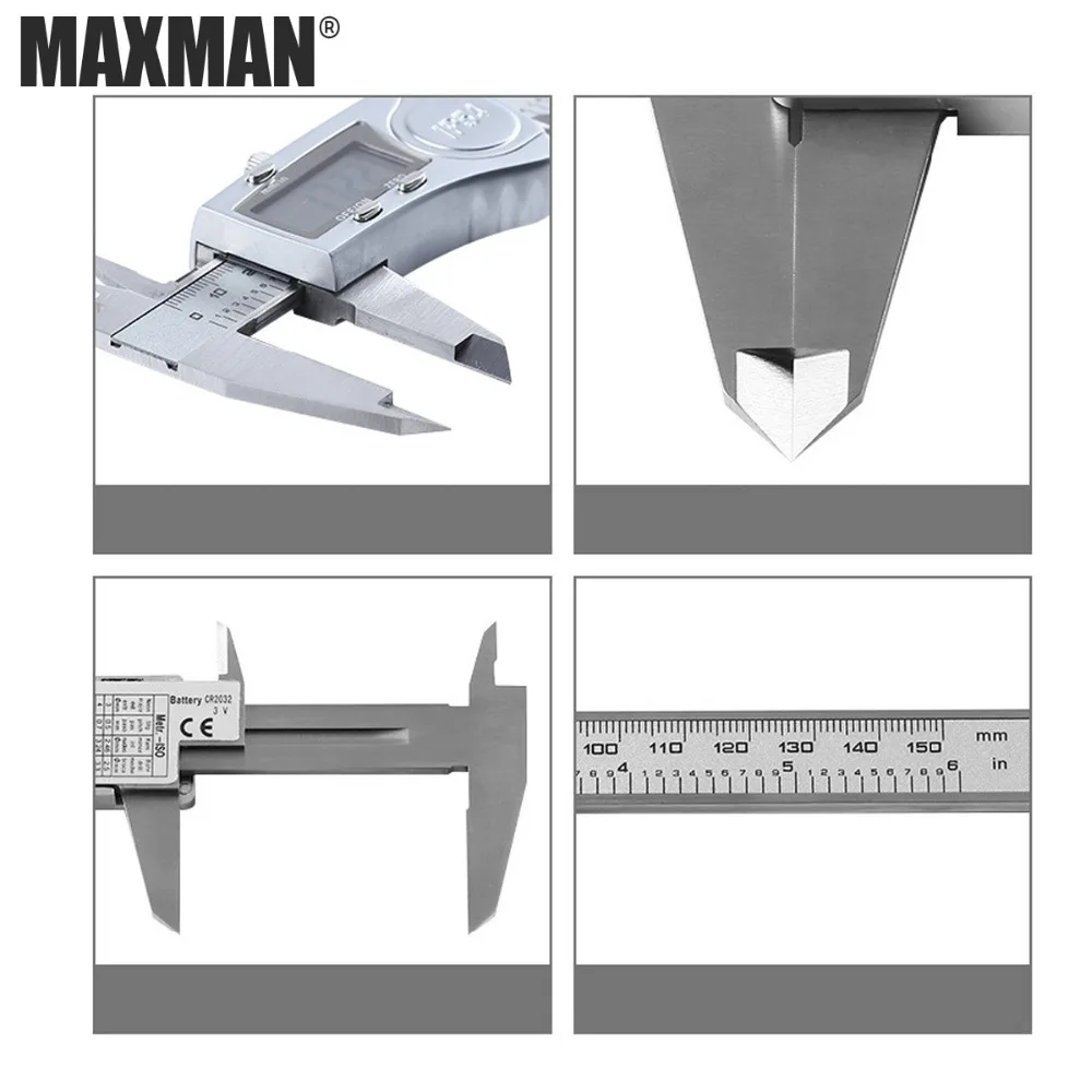 MAXMAN цифровой штангенциркуль 150 мм-300 мм из нержавеющей стали Электронный штангенциркуль микрометр глубина измерительные инструменты высокая точность