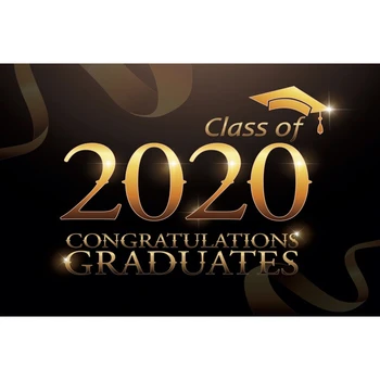 

Class Of 2020 Congratulations Graduation Black Golden Shiny Backdrop Photophone Background for Photography Photozone Decoration