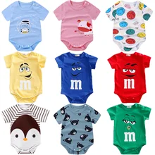 Barboteuse 100% coton pour nouveau né garçon et fille, combinaison pour bébé à manches courtes design style dessin animé 