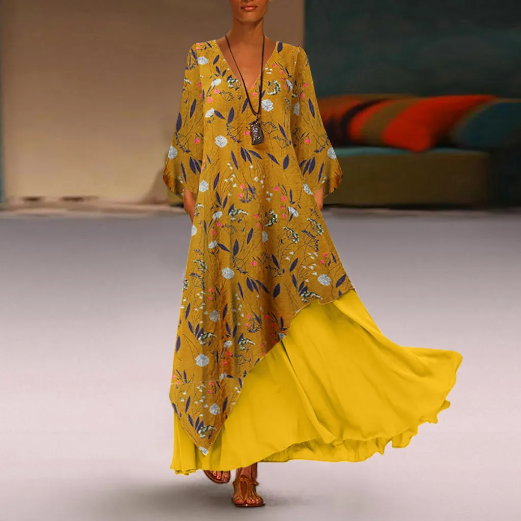 Winter Party Dress Women Elegant Print Long Sleeve Long Dresses Woman Party Night Autumn Dress Women Vintage Ladies Maxi Dresses