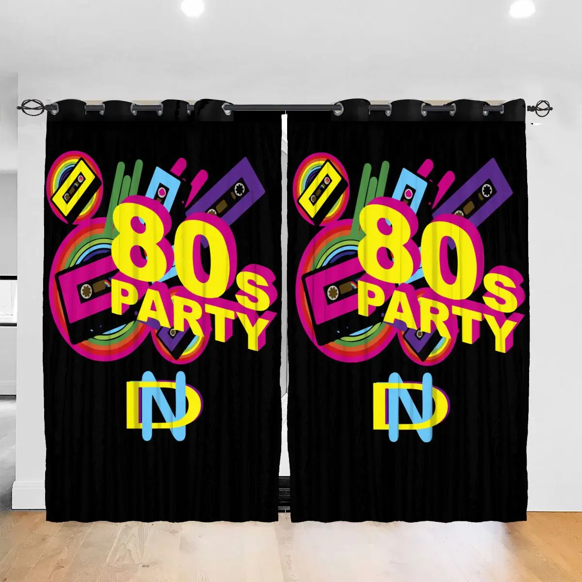

Living Room Sun Block Curtain 80's Party Light Shading Bedroom Blackout Window Curtains 52x72In