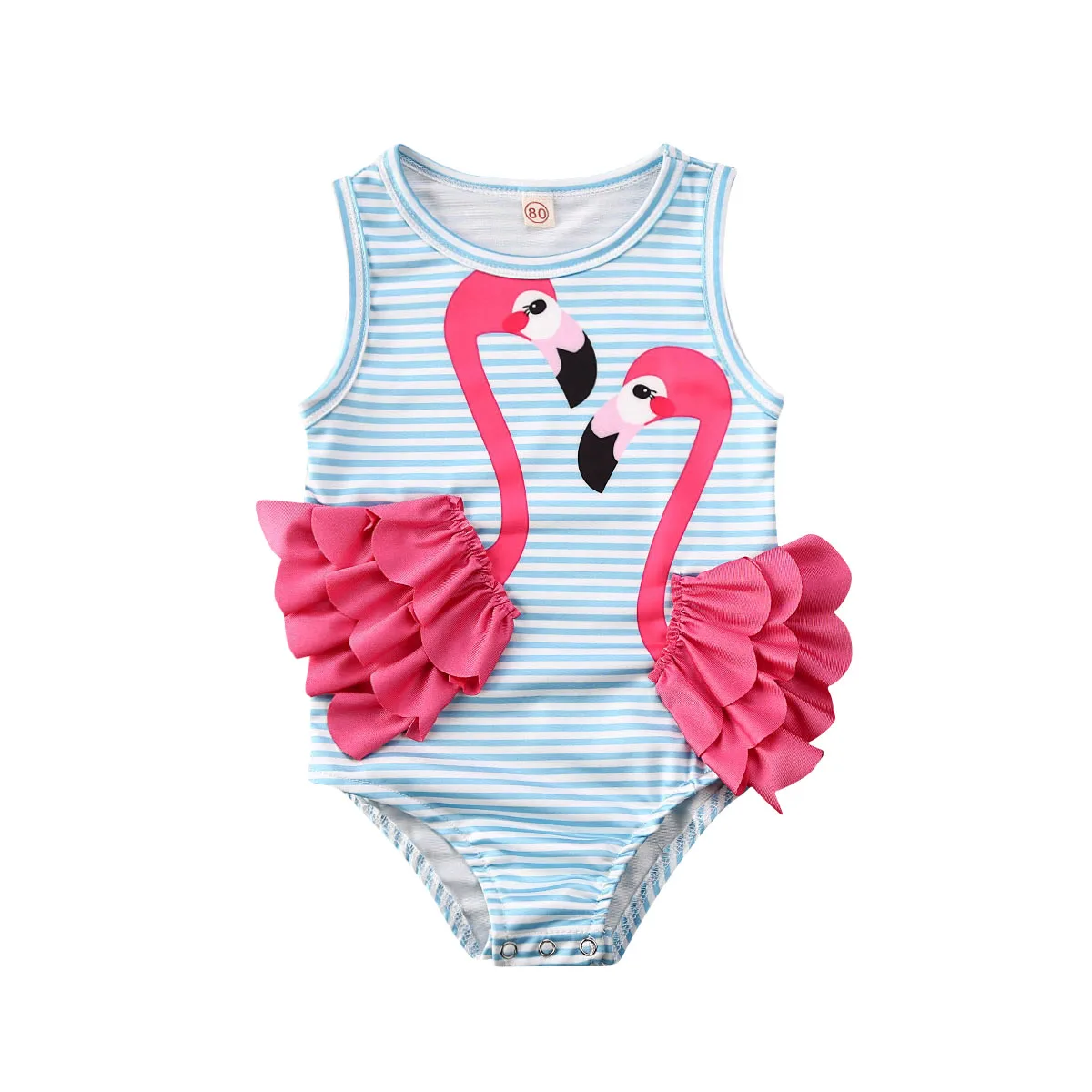 Детская одежда для купания; Новинка г.; одежда для маленьких девочек с изображением фламинго; цельный купальник-бикини для маленьких девочек; купальный костюм; пляжная одежда