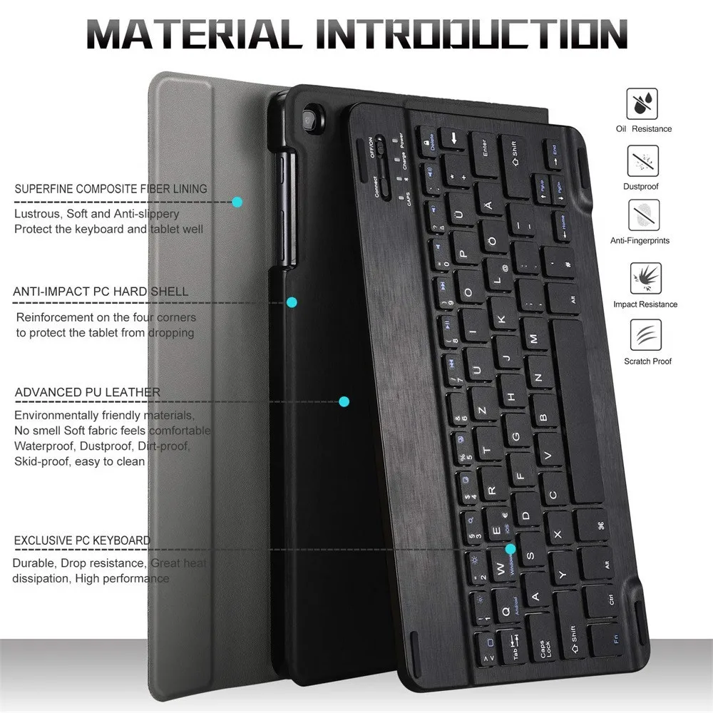 Портативный Съемный Bluetooth клавиатура с подсветкой кожаный чехол с карандашом держатель для iPad 10," 7го поколения z1022