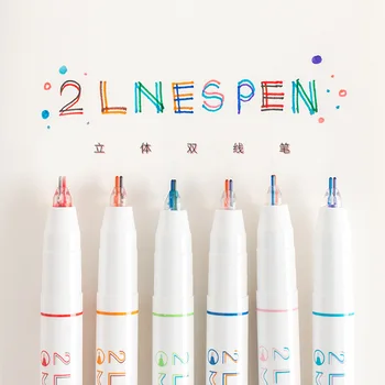 

Creative three-dimensional double-line Fluorescent pen hand account pen art drawing color pen highlights student marker