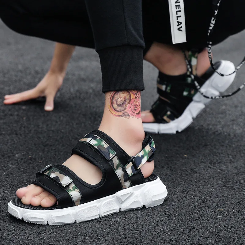 

2019 Summer Sandals Korean-style Trend Thick Bottomed Sandals Anti-slip Large Size 45 Breathable Men Sandals 46
