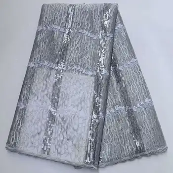 

White African Tulle Lace Fabric 5 yards French Sequins Net Lace Fabric High Quality African french tulle lace fabrics XA-001
