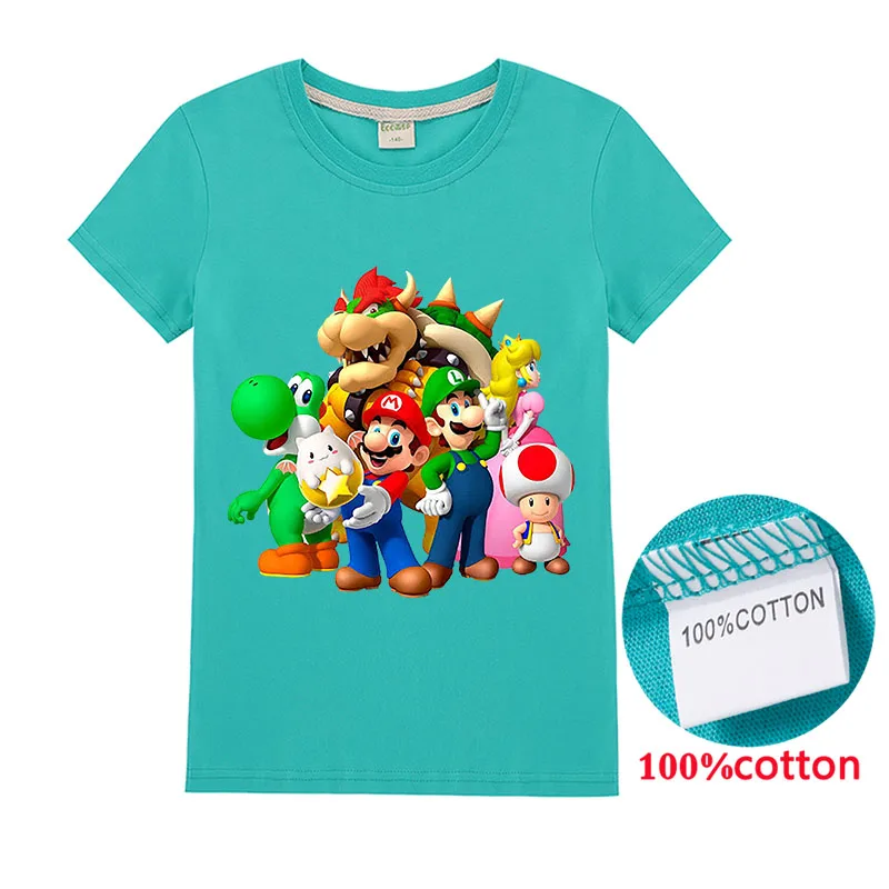

2020 New Super Mario T Shirt Kids Clothing Baby Shirts Boys Clothes Short Sleeve T-Shirts Cotton Bros Print Girl Tops