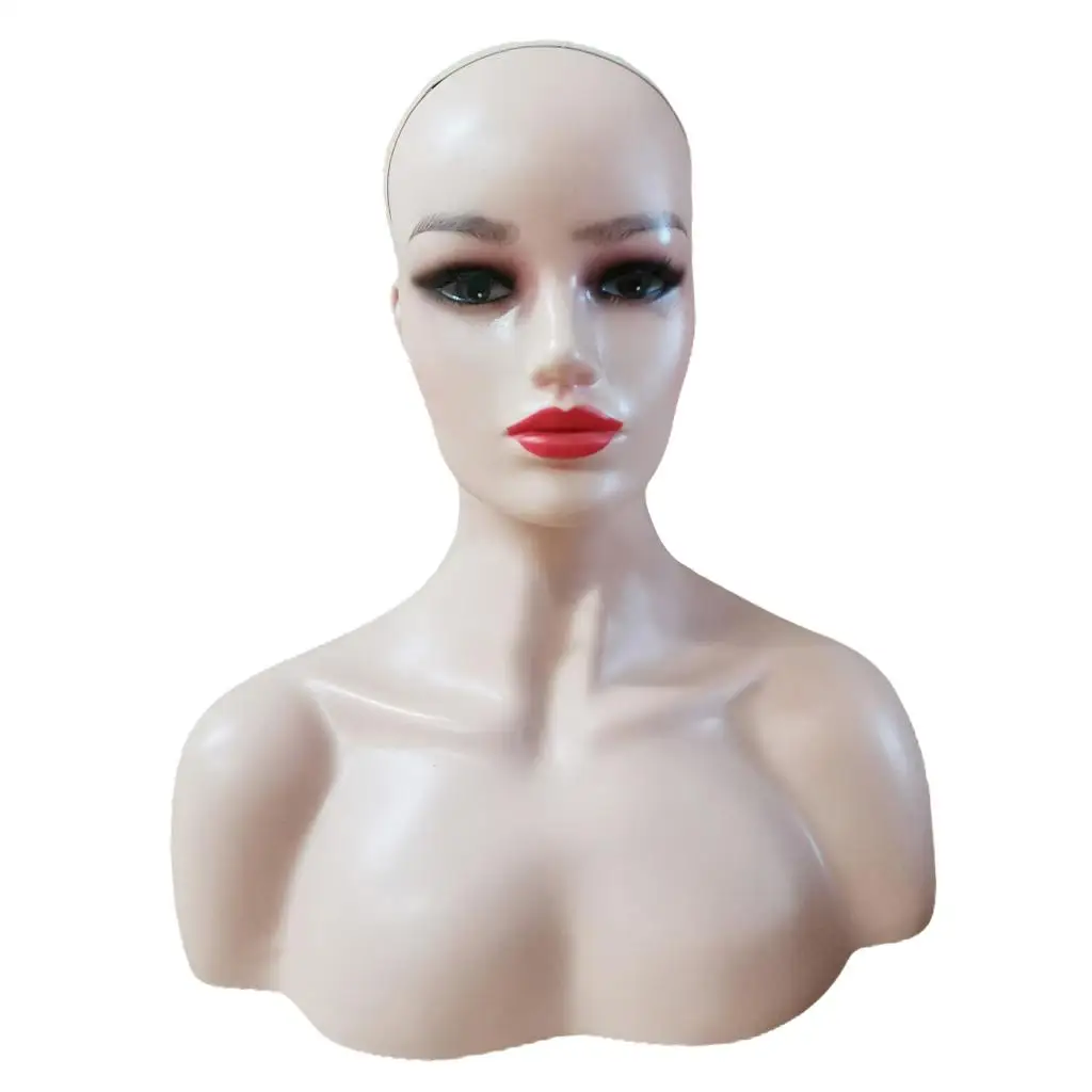 Fashion Mannequin Head With Shoulder Realistic Mannequin Head Model Pretty Female Mannequin Head