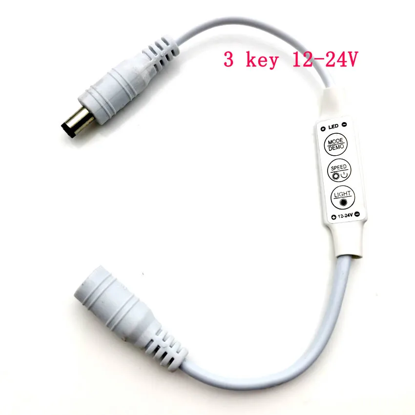 DC12-24V 6A 3 Keys Mini Led Dimmer Controller 72W With Male Female DC Connector for 5050/3528 Single Color LED Strip viborg audio pure copper none plated power cord figure 8 iec c7 plug hifi iec female electrical plug connector adapter