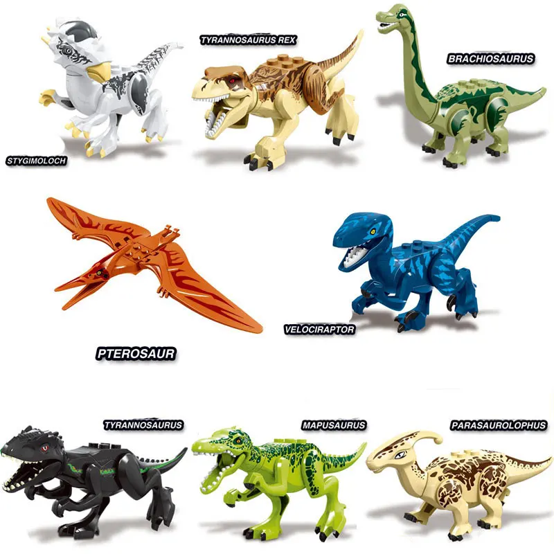 8Pcs Dinosaur T-Rex Tyrannosaurus Ancient World Mini Figure Building Blocks Toy 