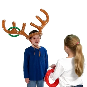 

Christmas Inflatable Deer Head Ring Throwing Ring Toy Children Outdoor Headpiece Throwing Ring Toys Xmas Game Party Hats