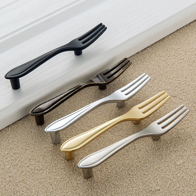 Knife/Fork/Spoon Shape Knobs Zinc Alloy Kitchen Table Drawer Handles Cupboard Cabinet Cutlery Pulls Furniture Wardrobe Hardware