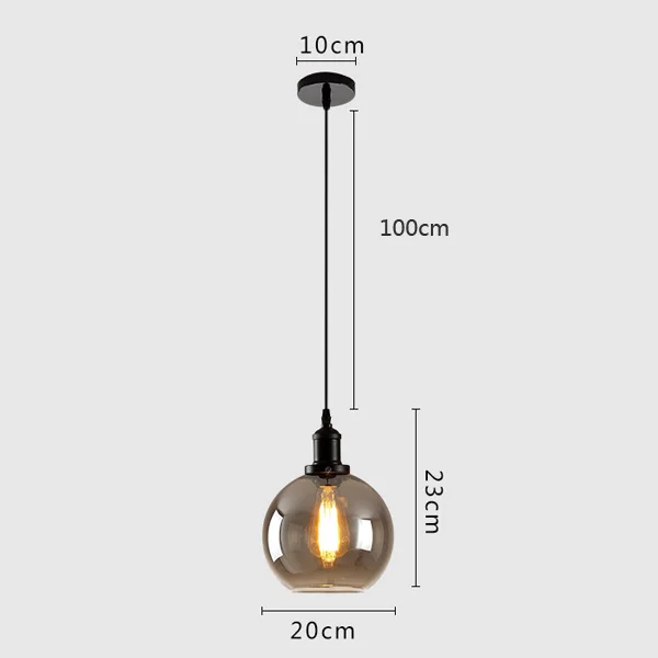Винтажный промышленный подвесной светильник Ретро серое стекло подвесной светильник для барная лестница столовая E27 Лампа Эдисона освещение - Цвет корпуса: G Style 20cm