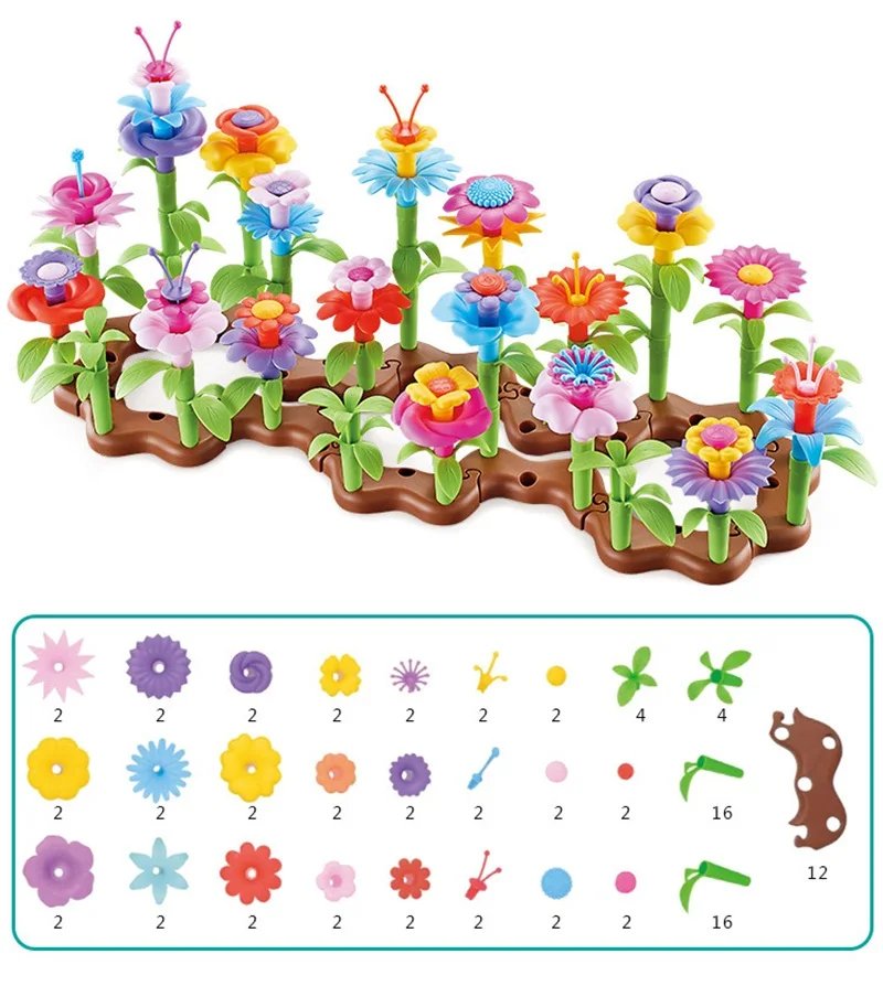 DIY Dream Garden Series Girls Flower Interconnecting Blocks Toys Educational Assembly Blocks Christmas birthday gifts
