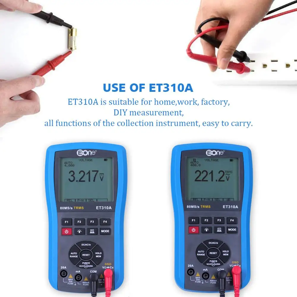 ET310A цифровой мультиметры осциллограф 3 в 1 80 мс/с TRMs ручной DSO DDS функция генератор сигналов
