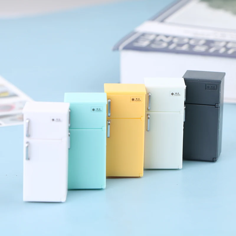 

1 Pcs Dollhouse Miniature Kitchen Home Furnishings Mini Color Plastic Refrigerator Model Living Room Accs Kids Toy
