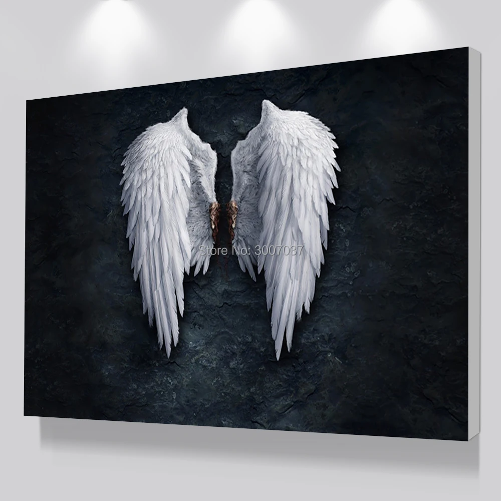 Ручная роспись современный черный белый дизайн ангельские крылья с перьями художественная живопись маслом на холсте настенные картины для украшения гостиной