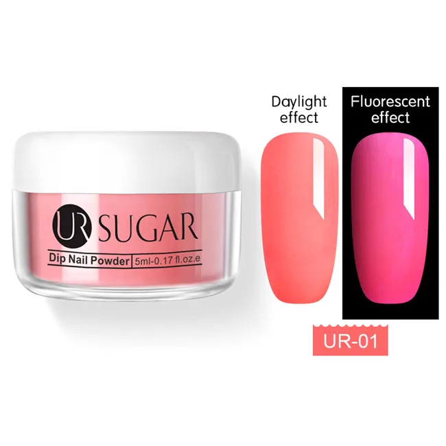 UR-01 Ur Sugar 5 мл ФЛУОРЕСЦЕНТНОЕ погружение ногтей Порошковая голографическая блестящая неоновая Dip пигментная Пыль для украшения ногтей натуральный сухой без - Цвет: UR-01