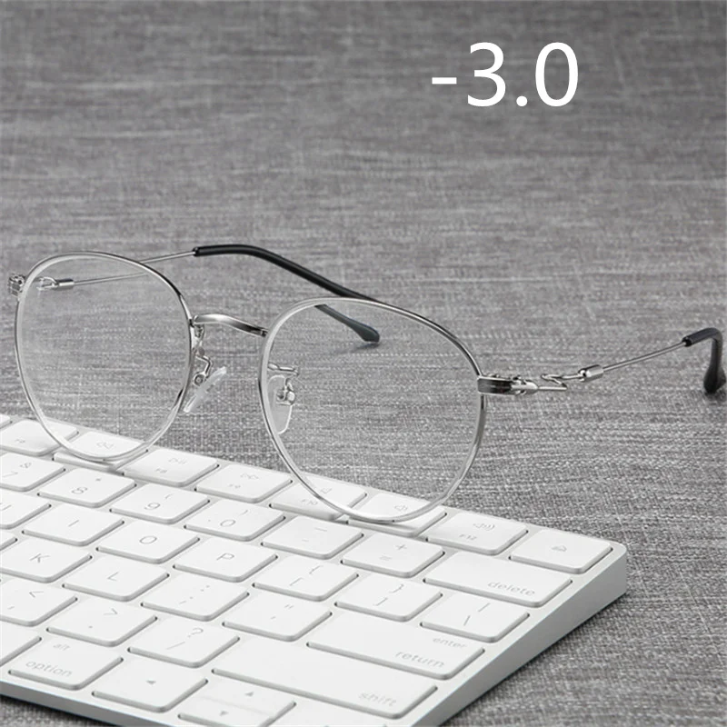 Готовые Очки для близорукости, для мужчин и женщин, Классические близорукие очки с диоптрией-1,0-1,5-2,0-2,5-3,0-3,5-4,0 - Цвет оправы: Silver-300