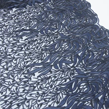 Темно-синяя ткань с вышивкой, черная сетка с пайетками, вышивка tissu, большая вышивка с позиционированием, высококачественный материал одежды