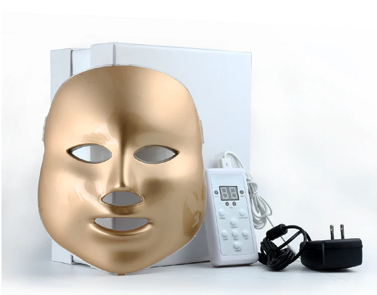 Gold Mask UK Plug 7 цветов светодиодный маска для шеи лица микротоковая светодиодный фотонная маска для удаления морщин и акне омоложение кожи лица Косметическая машина - Цвет: Gold Mask UK Plug