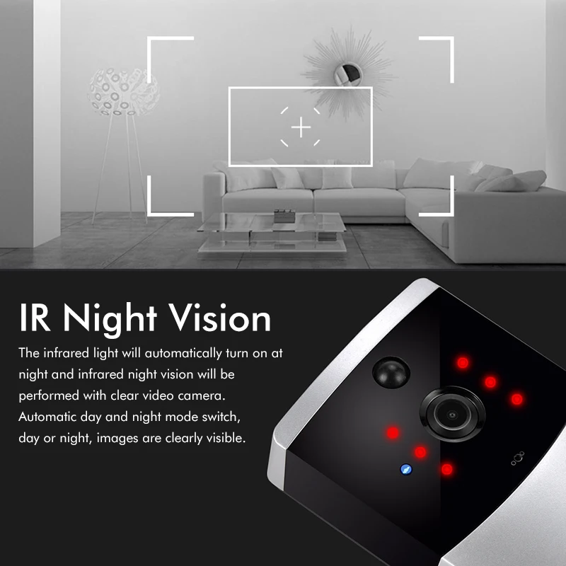 HD ночное видение WiFi беспроводной дверной звонок видео дверной звонок камера умный будильник кольцо колокольчик Поддержка обнаружения движения/двухстороннее аудио