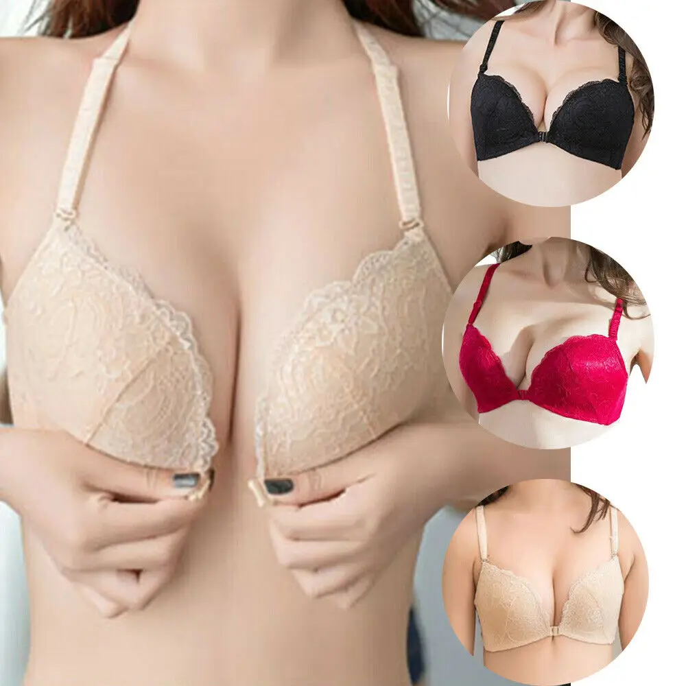 

Vgplay 6 Colors Women Bra Push Up Padded Front Closure Lace Lingerie Y-line Wireless Brassiere Strength Bra For Women