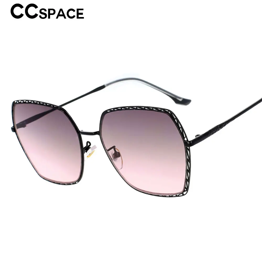 53417 Oversized Polygonal Cutout Metal Ladies Sunglasses Decorated