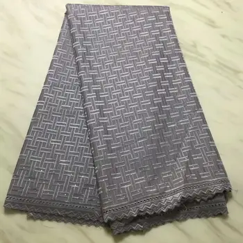

2019 Latest New Swiss voile Lace Fabric 100% Cotton Grey Embroidery High Quality African French Cotton Laces Fabrics 5 Yards/Lot