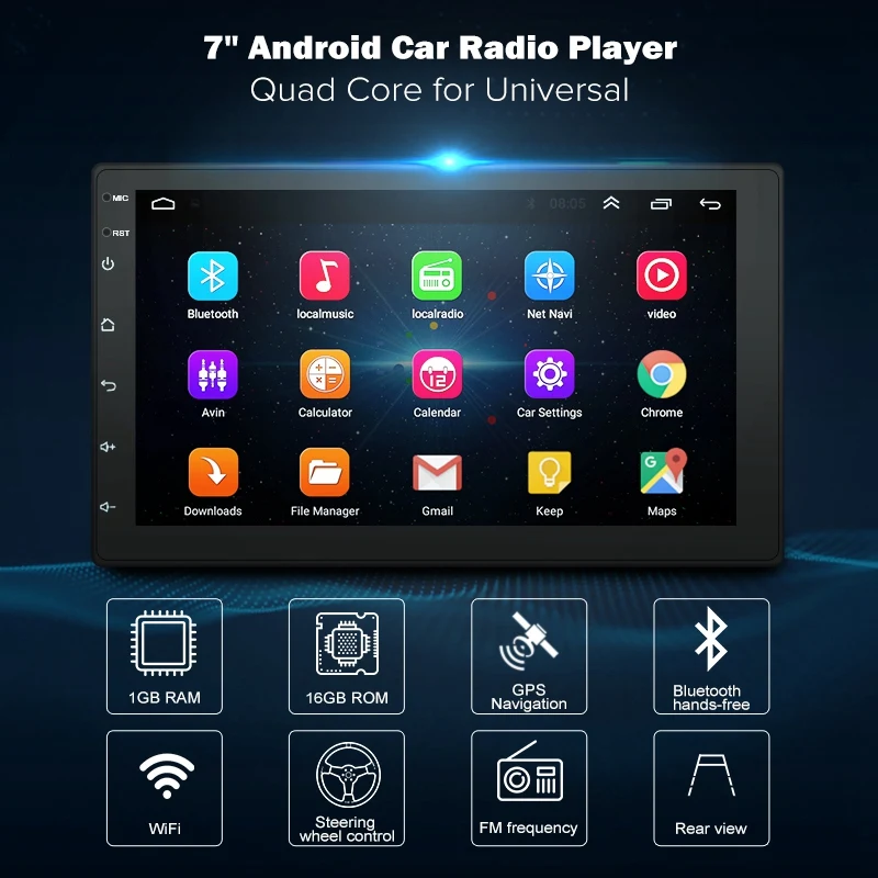 7 дюймов Android8.1 2 Din автомобильный DVD радио мультимедиа плеер GPS навигация