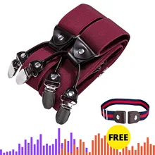 Однотонный Красный Мужской комплект с подтяжками, галстук-бабочка, красный галстук с узором пейсли, тканый y-образный Шелковый подтяжки, без скольжения, серебряный зажим, Барри, подарок бесплатно