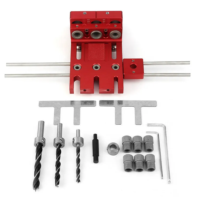 Dowelling Jig for Furniture Fast Connecting Cam Fitting 3 In 1 Woodworking Drill Guide Kit