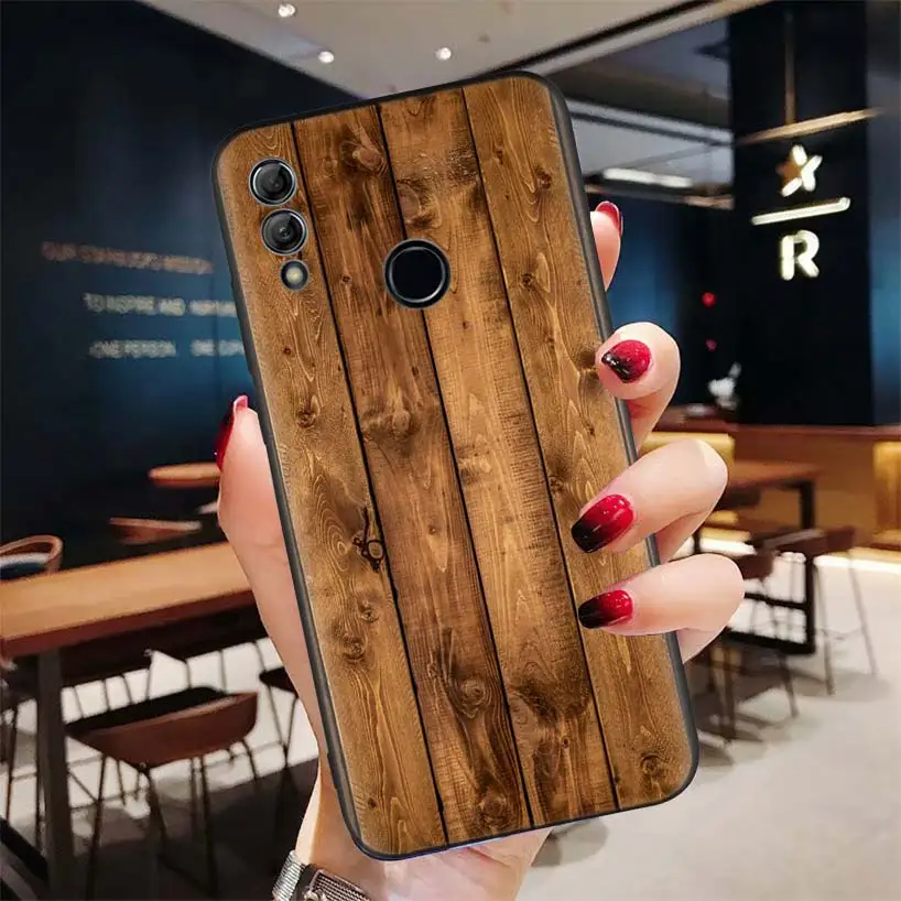 Pattern wood textures Black Case for Huawei Y9 Y5 Y6 Y7 2019 Honor 10 9 Lite 4